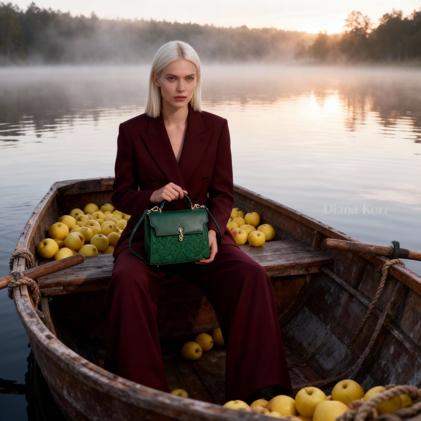 EMPORIO EMBOSSED MESSENGER Dark Green HANDBAG