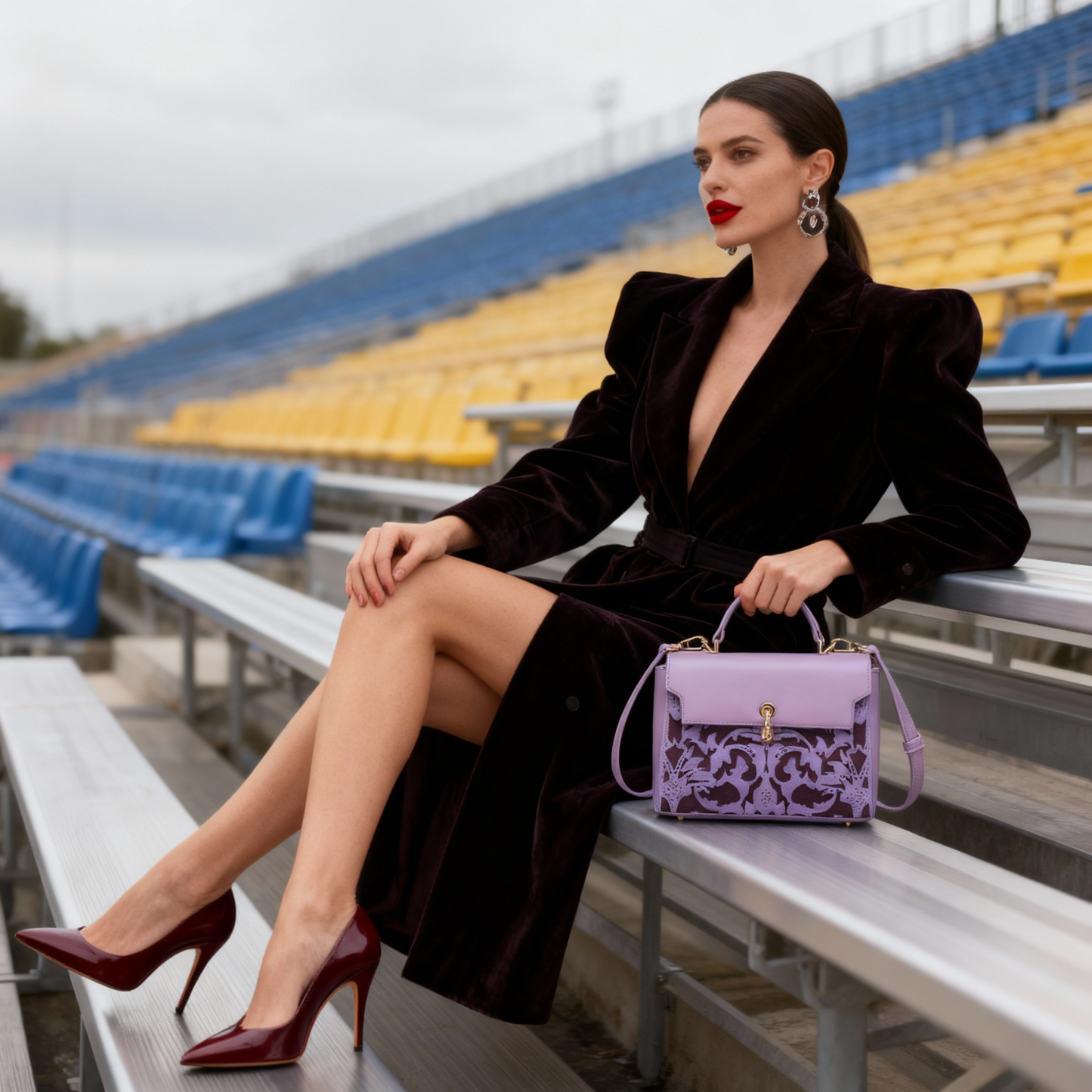 EMPORIO EMBOSSED MESSENGER Purple HANDBAG