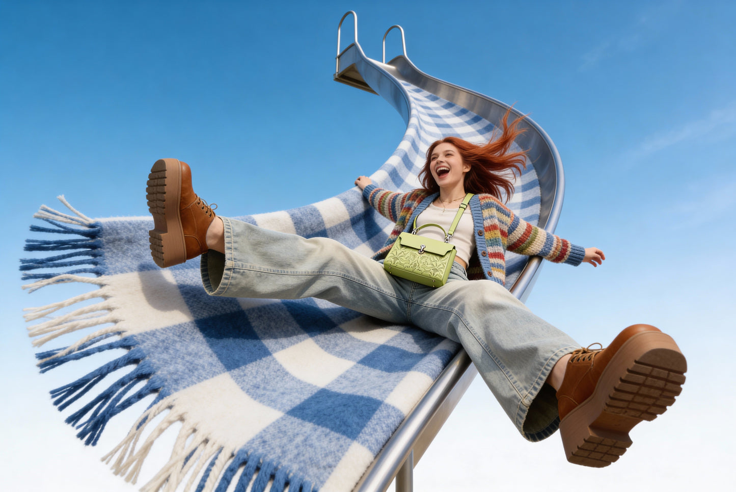 EMPORIO MESSENGER B PARROT GREEN HANDBAG