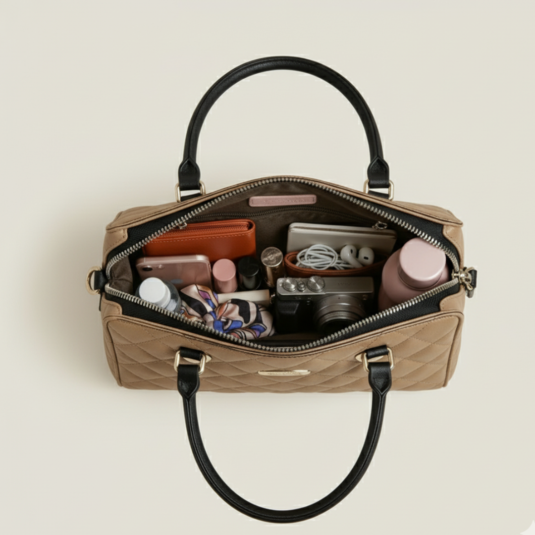 Aurora Luxe Bag Quilted Tote HandBag for Women-Elegant PU Leather Handbag