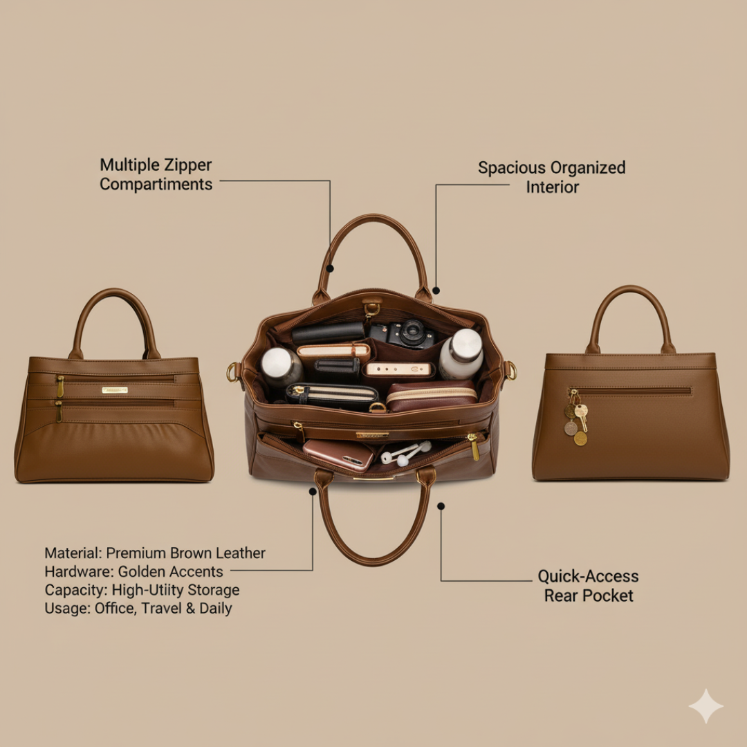 Blush Structured Tote Tan Handbag For Women