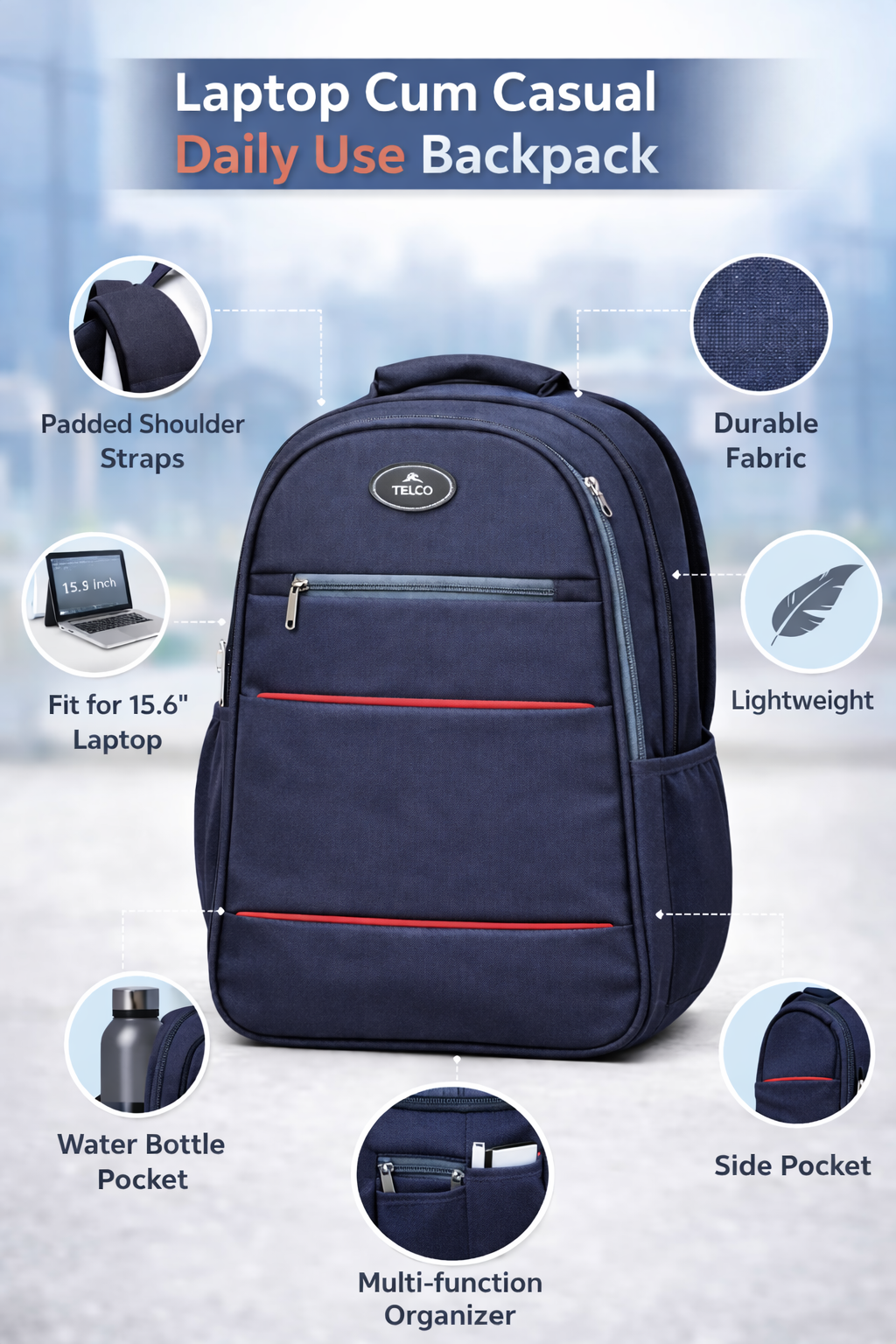 Telgo Sleek Grey Backpack