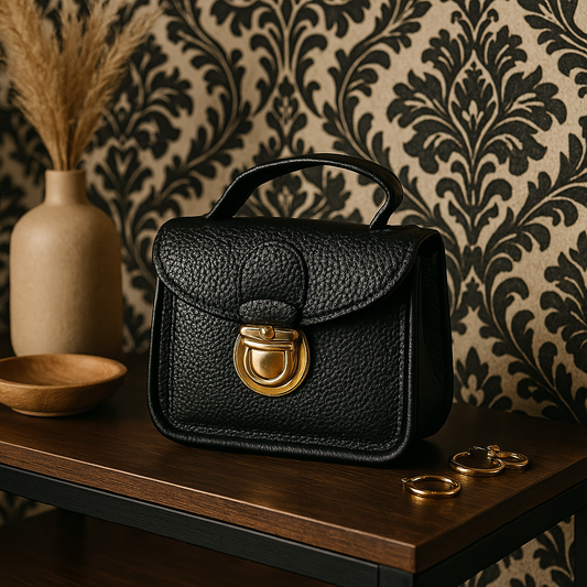 Elegant Black Mini Leather Sling Bag for Women