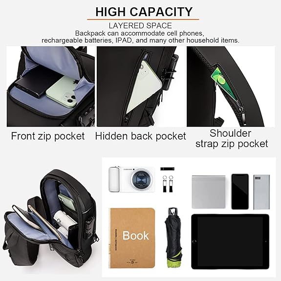 Anti-theft sling bag with a USB charging cable