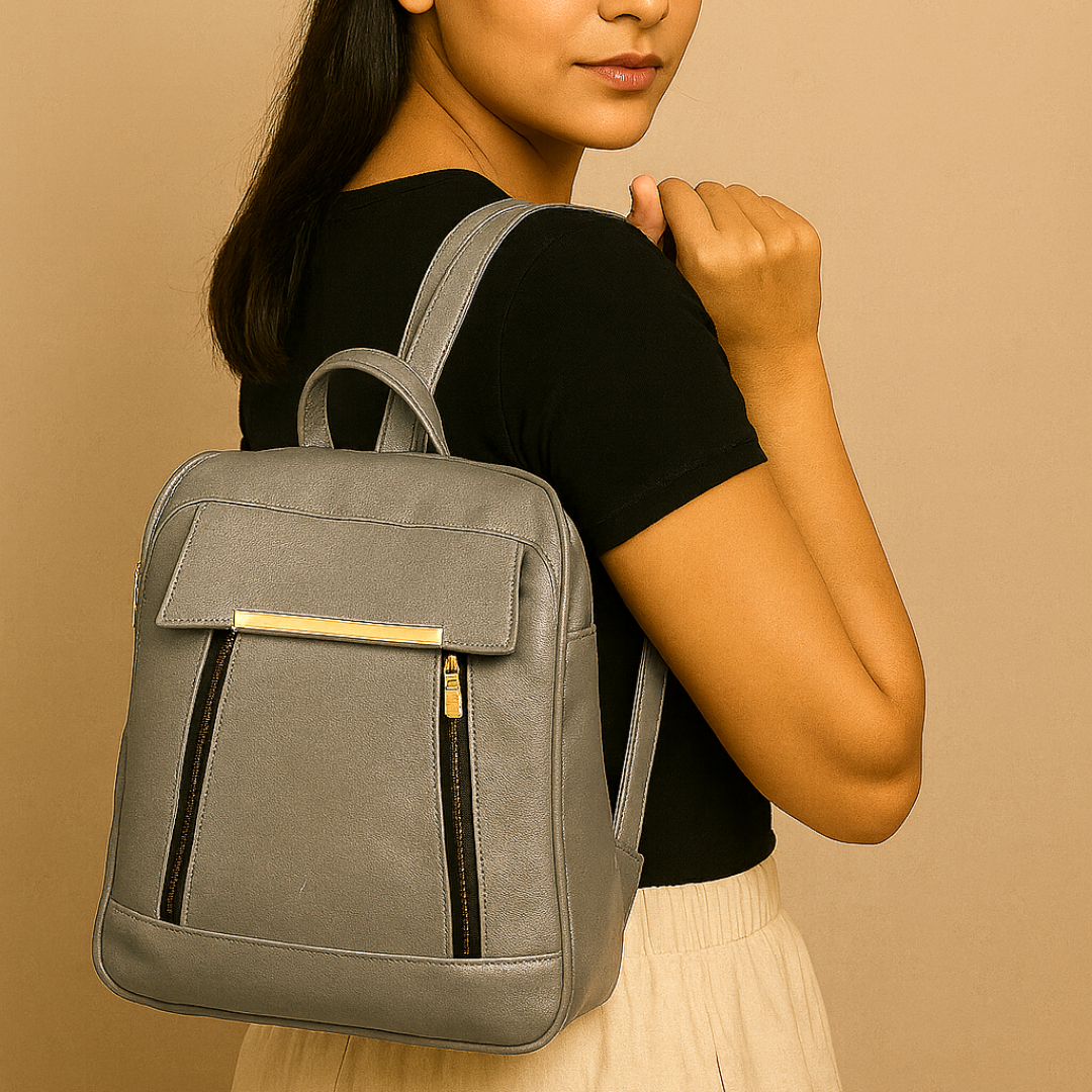 Caramel Finishing Veagn Leather Backpack For Women– Stylish & Functional Everyday Bagc