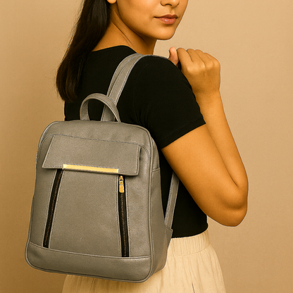 Caramel Finishing Veagn Leather Backpack For Women– Stylish & Functional Everyday Bagc