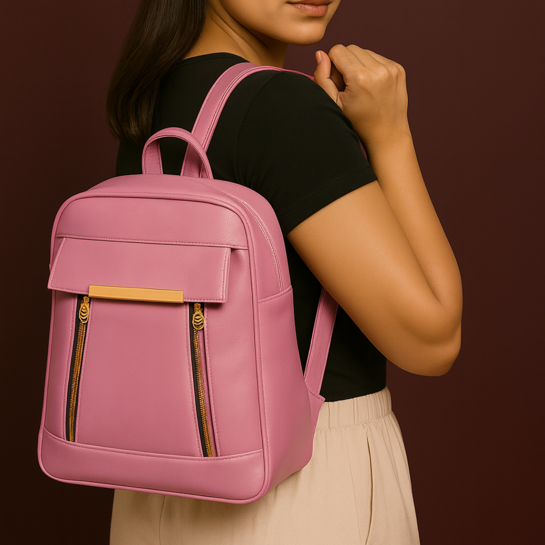 Caramel Finishing Veagn Leather Backpack For Women– Stylish & Functional Everyday Bagc