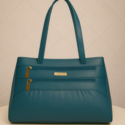 Blush Structured Tote Teal Blue Handbag For Women