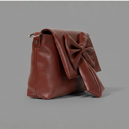 Classic Brown Bow Sling Crossbody Bag