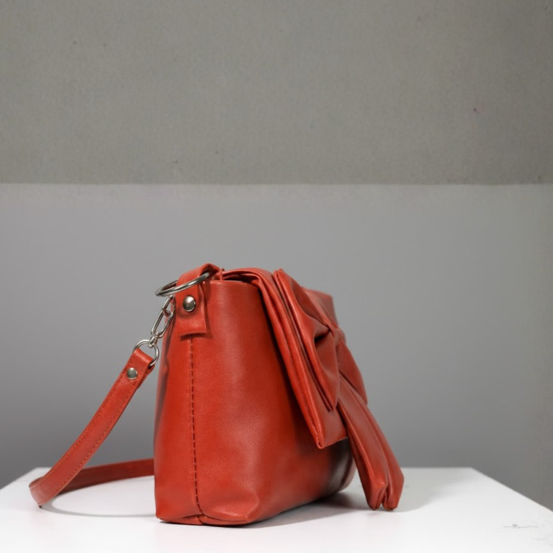 Tan Bow Crossbody Bag