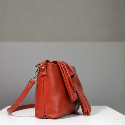 Tan Bow Crossbody Bag