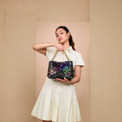 Black Holographic Chain Handbag