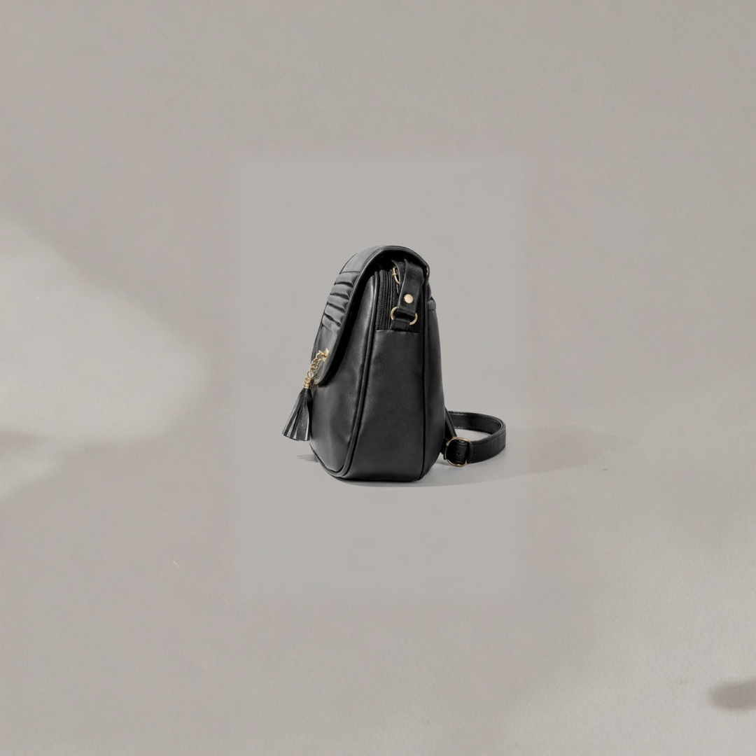 Women's Brown Compact Sling Bag with Tassel & Organizer Pockets