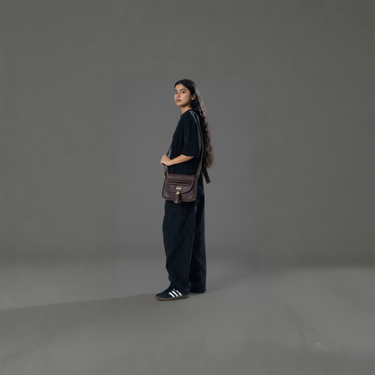 Women's Brown Compact Sling Bag with Tassel & Organizer Pockets