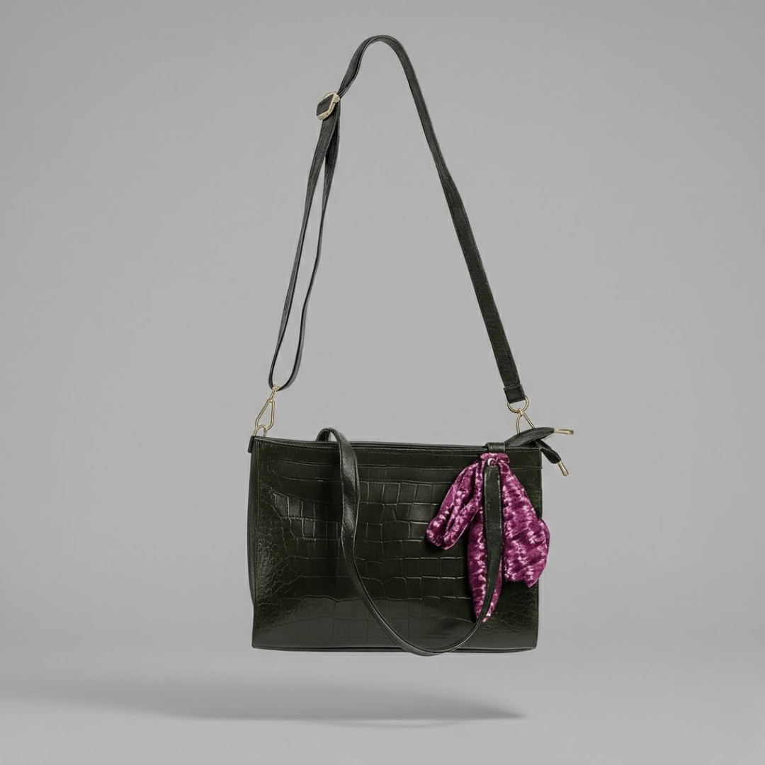 Green Croc-Texture Women’s Tote Bag
