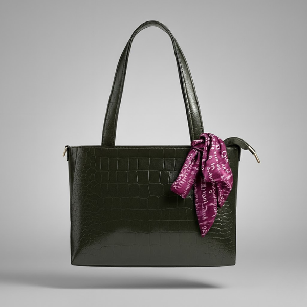 Green Croc-Texture Women’s Tote Bag