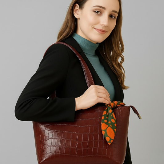 Redwine Croc-Pattern Ladies Tote Bag
