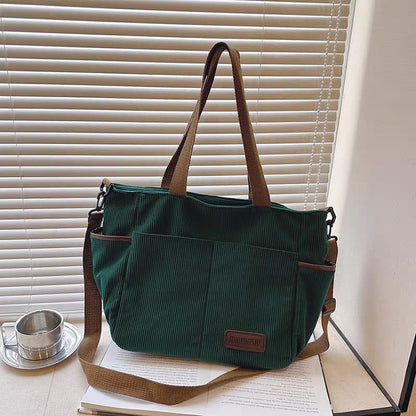 Corduroy Shoulder Tote Bag