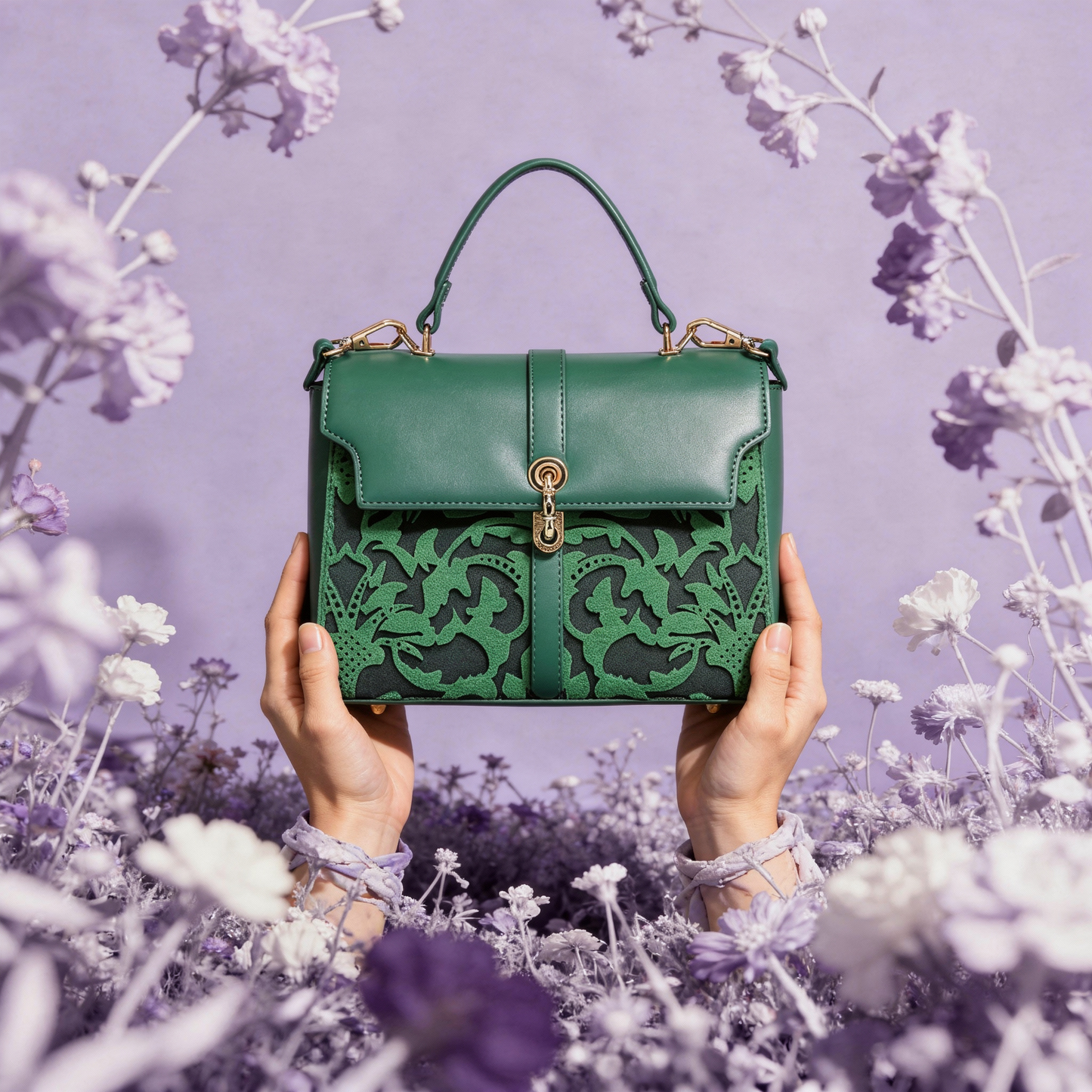 EMPORIO EMBOSSED MESSENGER Green HANDBAG