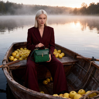 EMPORIO EMBOSSED MESSENGER Dark Green HANDBAG