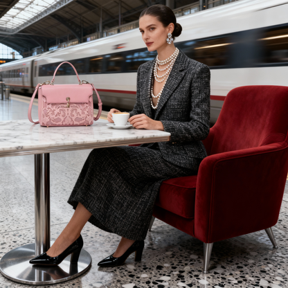 EMPORIO EMBOSSED MESSENGER Pink HANDBAG